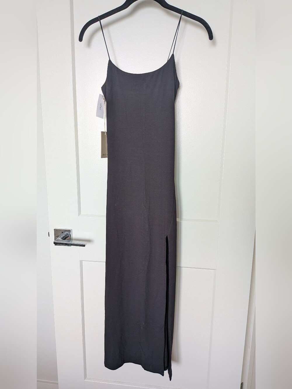 NWT Wilfred Free Aritzia Black Oracle High Slit Cami Dress XS